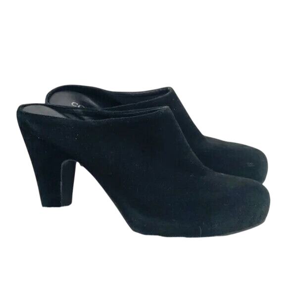 Y2K Black Suede heeled Mule Sz 8.5 By cordani - Picture 1 of 8